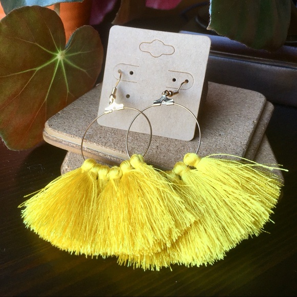 Yellow Tassels on Hoops - Picture 4 of 5